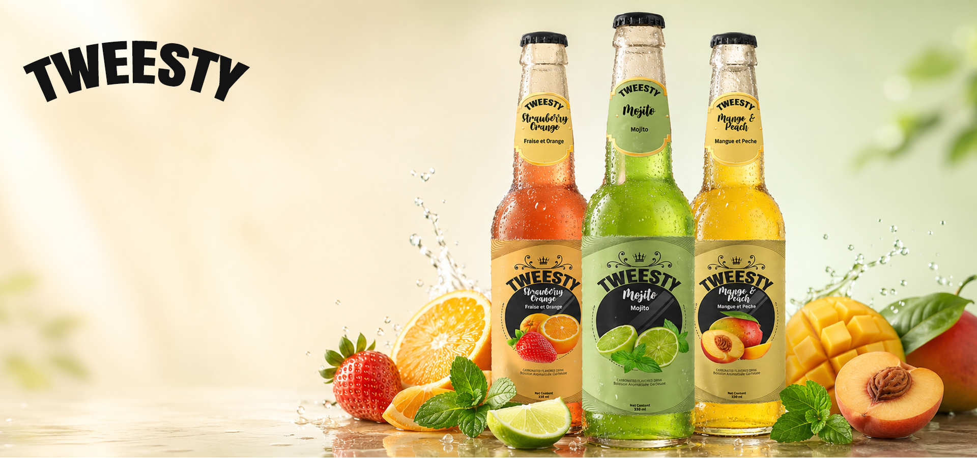 Refreshing Tweesty fruit beverages bursting with tropical flavor and vibrant freshness.